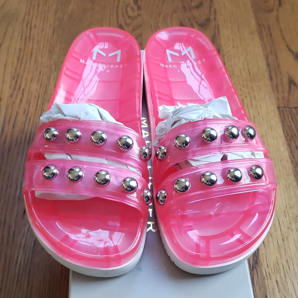 NIB Marc Fisher LTD Pink Jelly Trent Platform Sandal Women's Size 6